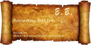 Boronkay Bálint névjegykártya